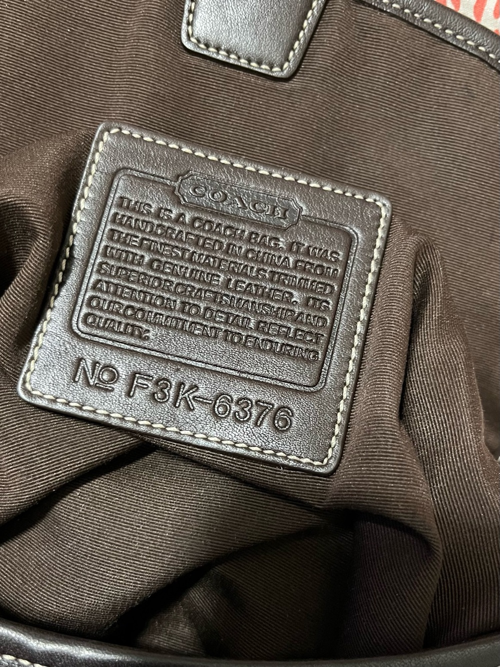 Coach Brown Signature Canvas Shoulder Bag with Dark Brown Leather Accents - Picture 12 of 12